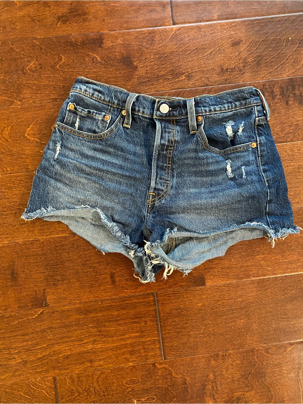 Levi's 501 Original Cutoff High-Rise Denim Shorts Distressed
